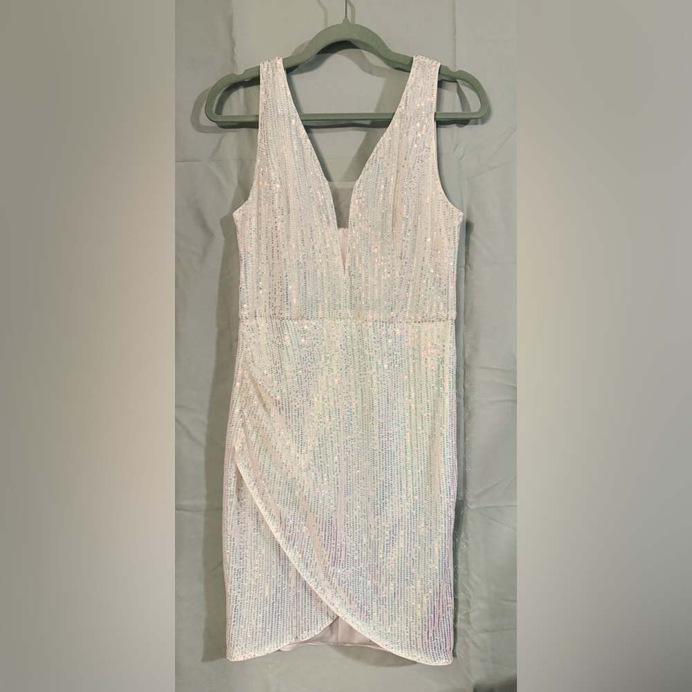 Grace Karin White Sequin Mini Dress